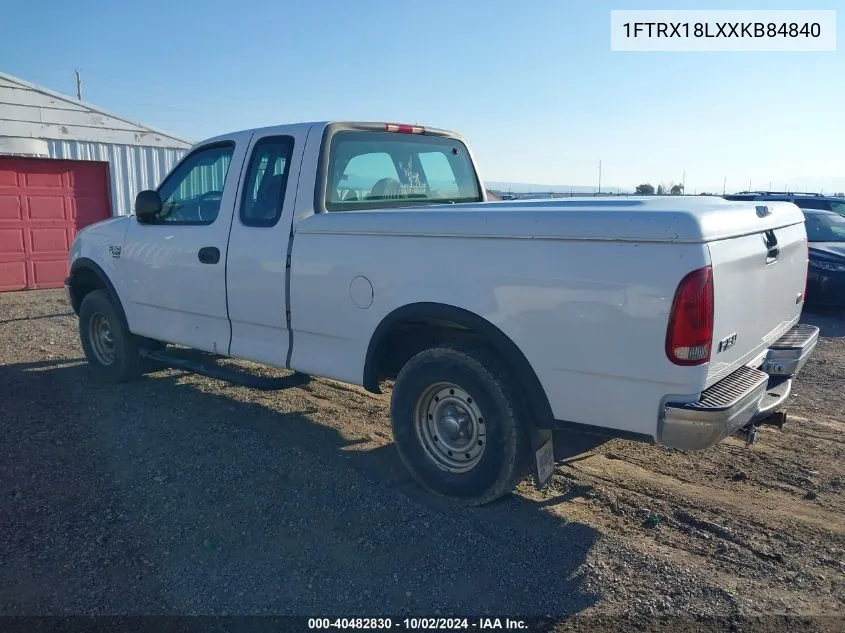 1999 Ford F-150 Lariat/Xl/Xlt VIN: 1FTRX18LXXKB84840 Lot: 40482830