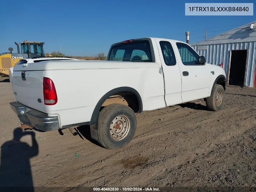 1999 Ford F-150 Lariat/Xl/Xlt VIN: 1FTRX18LXXKB84840 Lot: 40482830