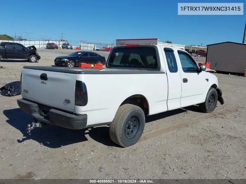 1999 Ford F-150 Lariat/Work Series/Xl/Xlt VIN: 1FTRX17W9XNC31415 Lot: 40595921