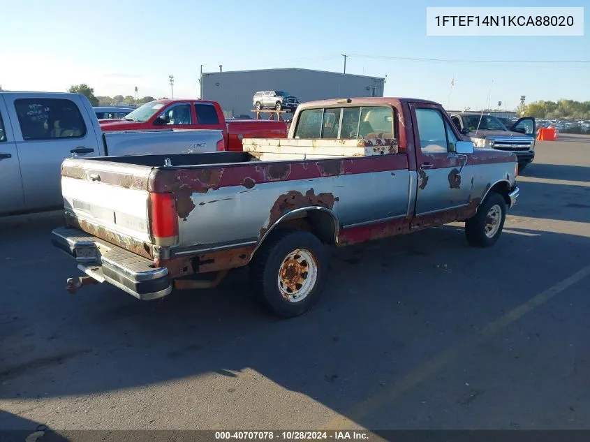 1999 Ford F150 VIN: 1FTEF14N1KCA88020 Lot: 40707078