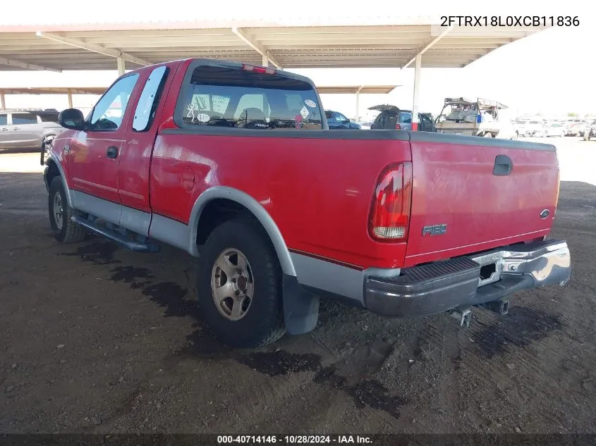 1999 Ford F-150 Lariat/Xl/Xlt VIN: 2FTRX18L0XCB11836 Lot: 40714146