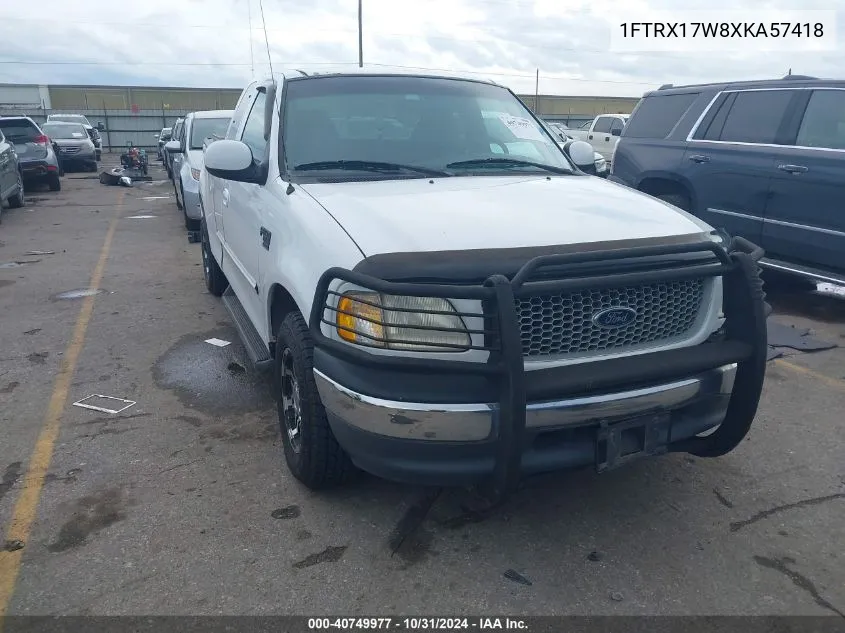 1999 Ford F-150 Lariat/Work Series/Xl/Xlt VIN: 1FTRX17W8XKA57418 Lot: 40749977