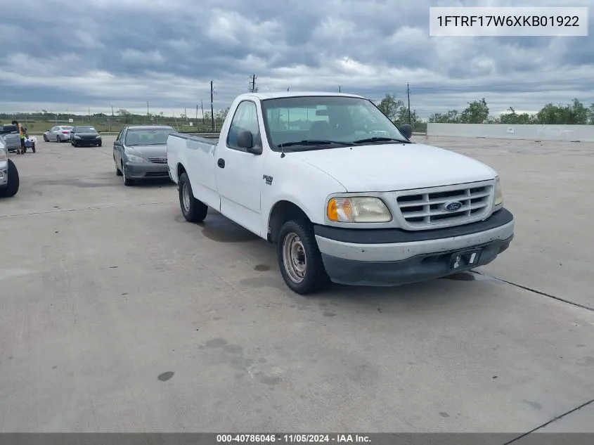 1999 Ford F-150 Lariat/Work Series/Xl/Xlt VIN: 1FTRF17W6XKB01922 Lot: 40786046