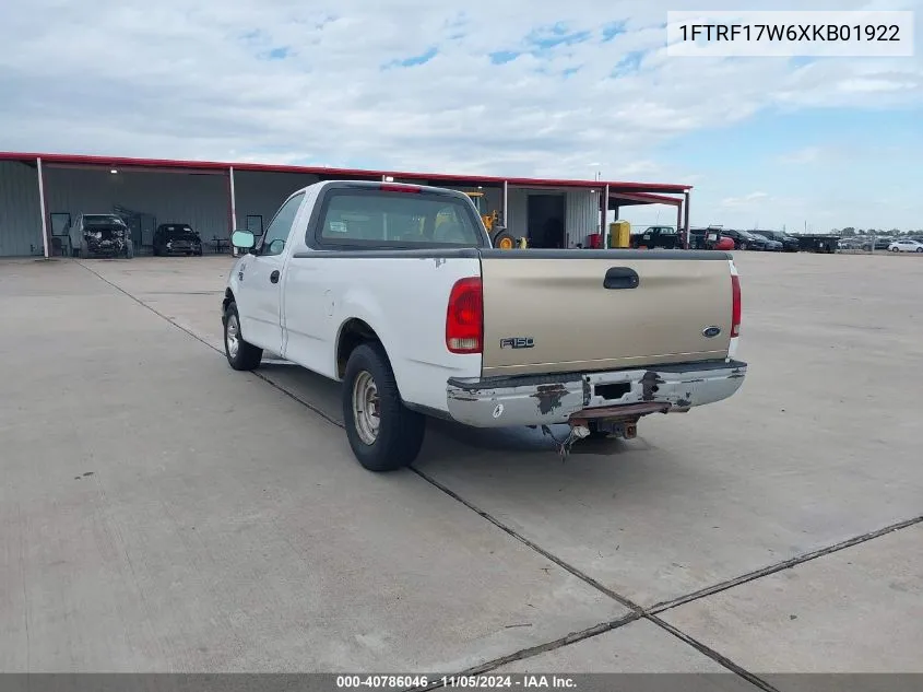 1999 Ford F-150 Lariat/Work Series/Xl/Xlt VIN: 1FTRF17W6XKB01922 Lot: 40786046