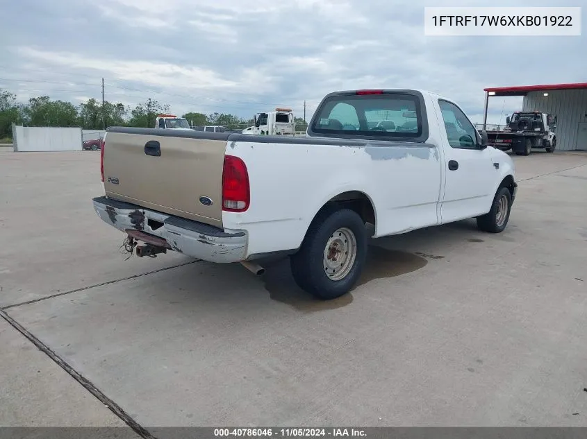 1999 Ford F-150 Lariat/Work Series/Xl/Xlt VIN: 1FTRF17W6XKB01922 Lot: 40786046