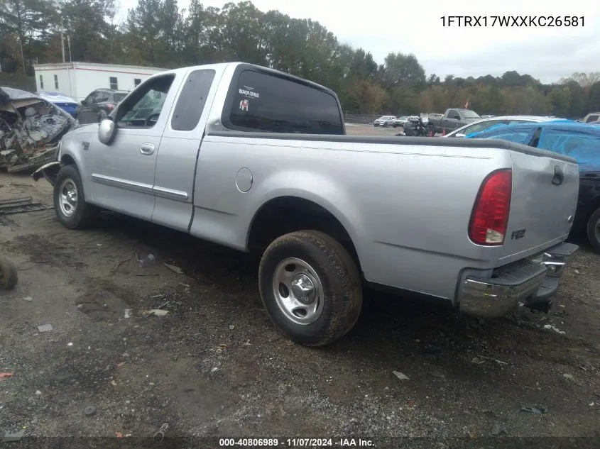 1999 Ford F-150 Lariat/Work Series/Xl/Xlt VIN: 1FTRX17WXXKC26581 Lot: 40806989