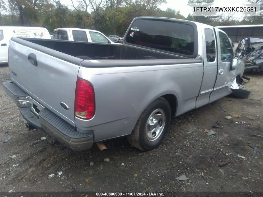 1999 Ford F-150 Lariat/Work Series/Xl/Xlt VIN: 1FTRX17WXXKC26581 Lot: 40806989