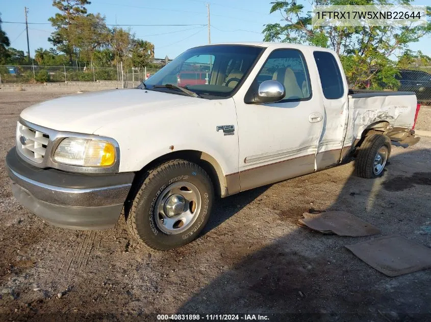 1999 Ford F-150 Lariat/Work Series/Xl/Xlt VIN: 1FTRX17W5XNB22644 Lot: 40831898