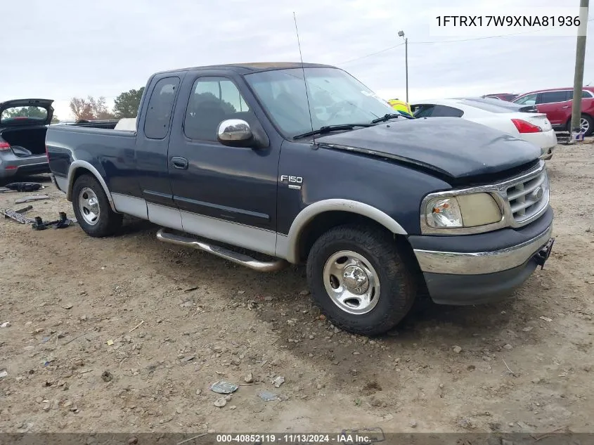 1999 Ford F-150 Lariat/Work Series/Xl/Xlt VIN: 1FTRX17W9XNA81936 Lot: 40852119