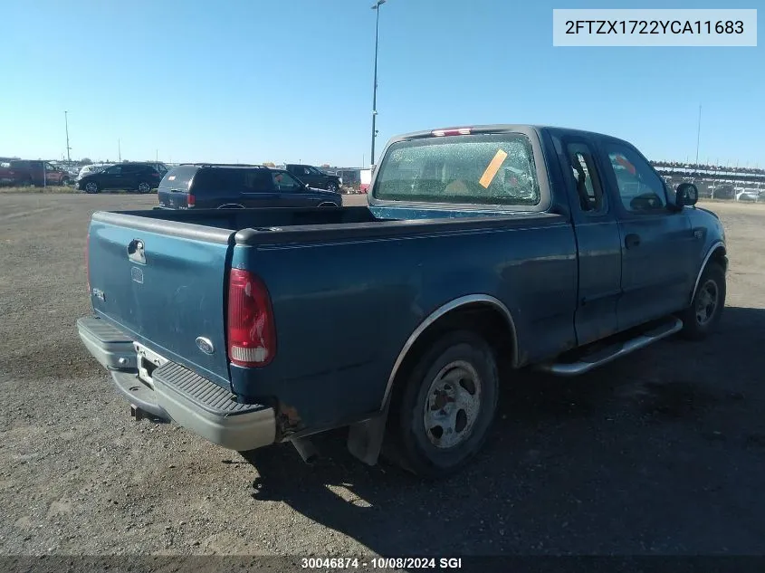 2000 Ford F150 VIN: 2FTZX1722YCA11683 Lot: 30046874