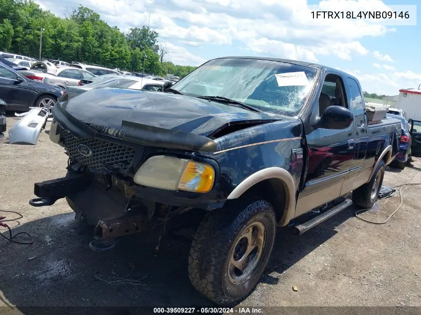 2000 Ford F-150 Lariat/Work Series/Xl/Xlt VIN: 1FTRX18L4YNB09146 Lot: 39509227