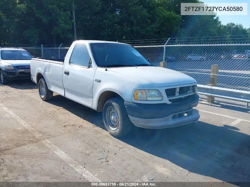 2000 Ford F-150 Work Series/Xl/Xlt VIN: 2FTZF1727YCA50580 Lot: 39693759