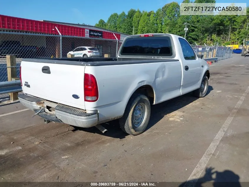 2000 Ford F-150 Work Series/Xl/Xlt VIN: 2FTZF1727YCA50580 Lot: 39693759