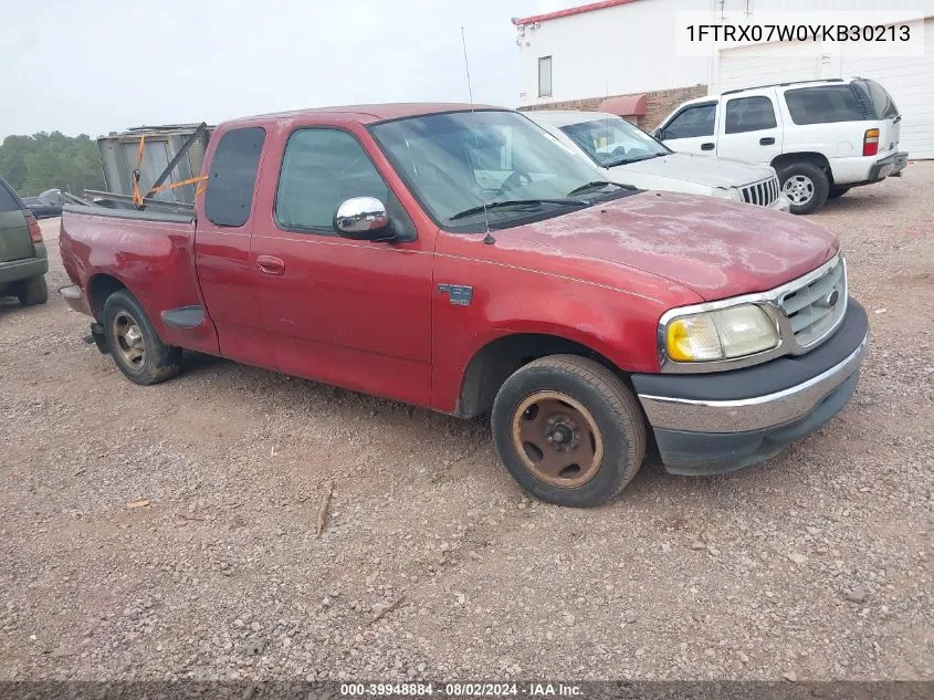 2000 Ford F-150 Lariat/Xl/Xlt VIN: 1FTRX07W0YKB30213 Lot: 39948884