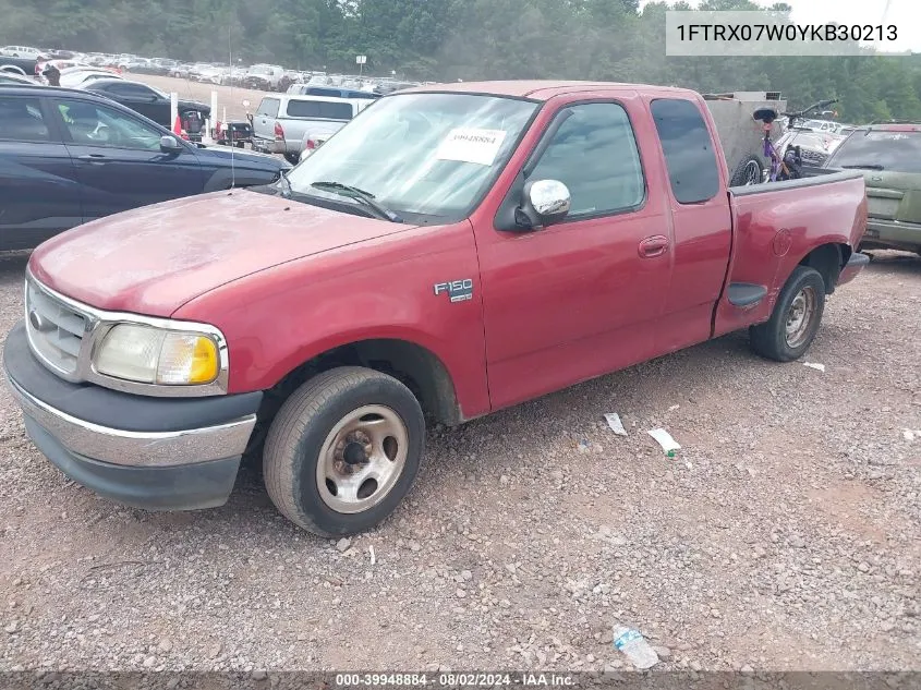 2000 Ford F-150 Lariat/Xl/Xlt VIN: 1FTRX07W0YKB30213 Lot: 39948884