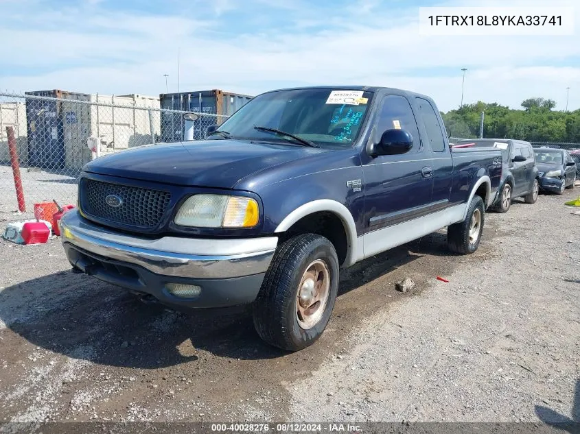 2000 Ford F-150 VIN: 1FTRX18L8YKA33741 Lot: 40028276