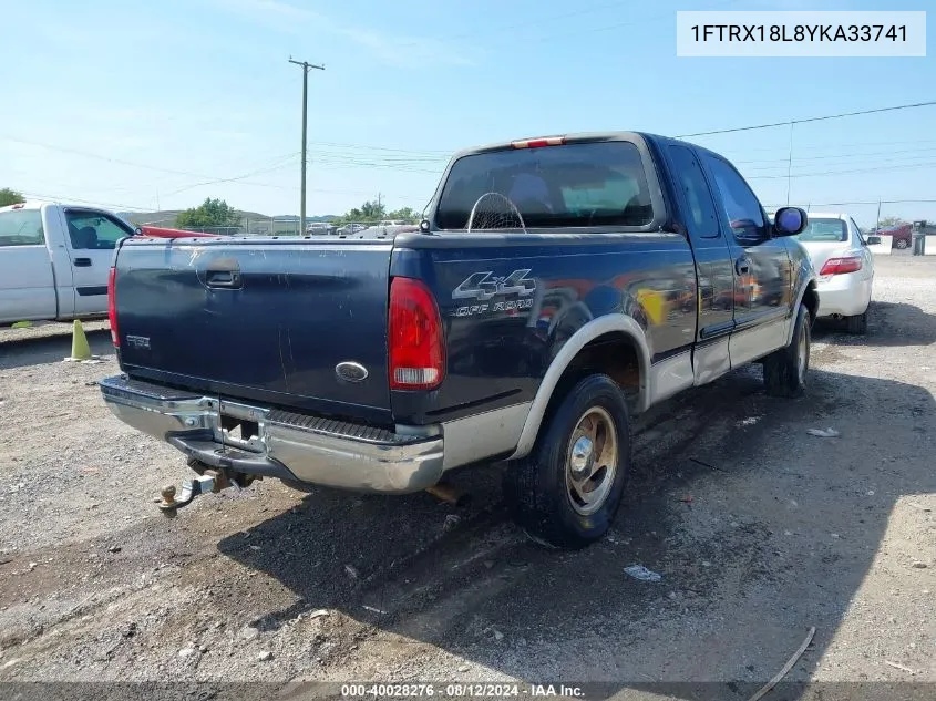 2000 Ford F-150 VIN: 1FTRX18L8YKA33741 Lot: 40028276