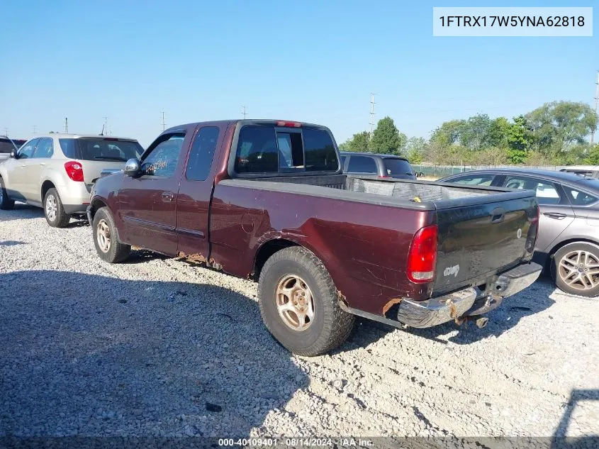 2000 Ford F-150 Lariat/Work Series/Xl/Xlt VIN: 1FTRX17W5YNA62818 Lot: 40109401