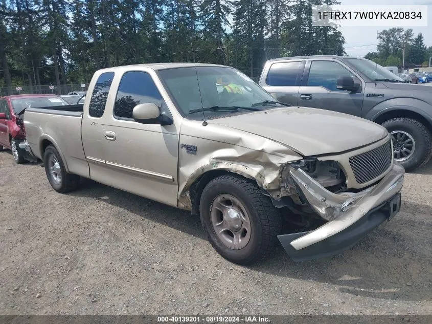 2000 Ford F-150 Lariat/Work Series/Xl/Xlt VIN: 1FTRX17W0YKA20834 Lot: 40139201