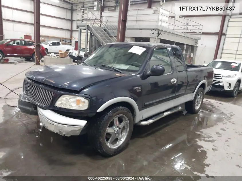 2000 Ford F-150 Lariat/Work Series/Xl/Xlt VIN: 1FTRX17L7YKB50437 Lot: 40225955