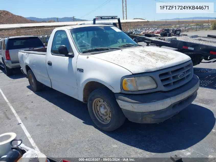 2000 Ford F-150 Work Series/Xl/Xlt VIN: 1FTZF1724YKB44671 Lot: 40235307