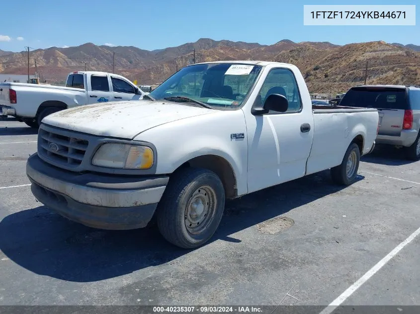 2000 Ford F-150 Work Series/Xl/Xlt VIN: 1FTZF1724YKB44671 Lot: 40235307