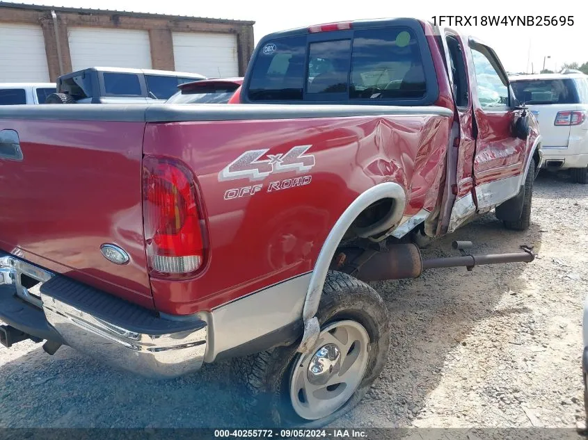 2000 Ford F-150 Lariat/Work Series/Xl/Xlt VIN: 1FTRX18W4YNB25695 Lot: 40255772