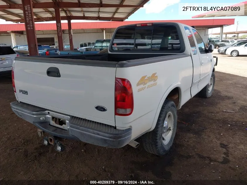 2000 Ford F-150 VIN: 2FTRX18L4YCA07089 Lot: 40259379