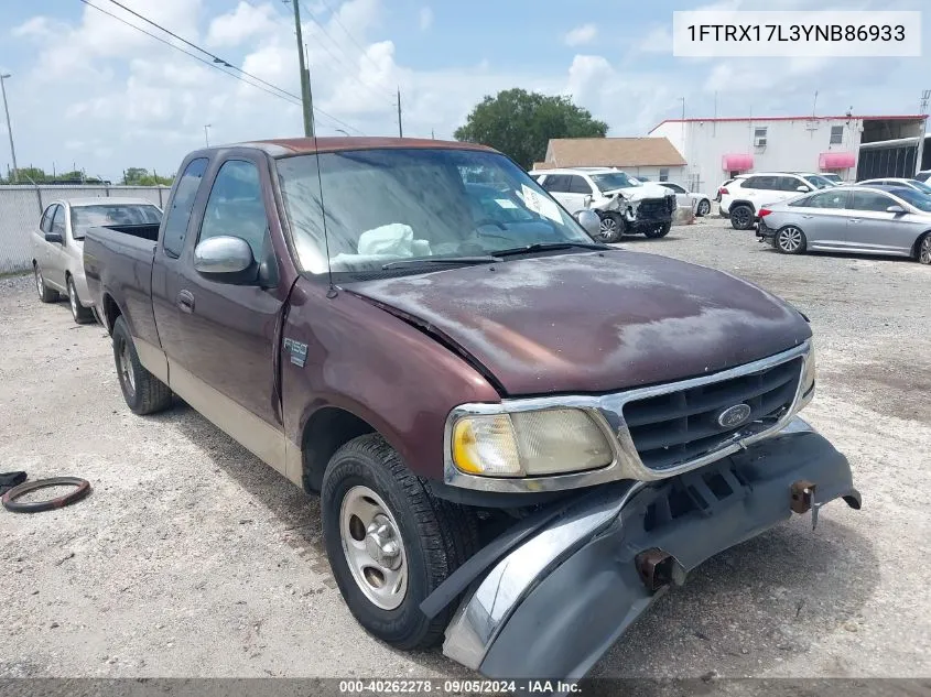 2000 Ford F150 VIN: 1FTRX17L3YNB86933 Lot: 40262278