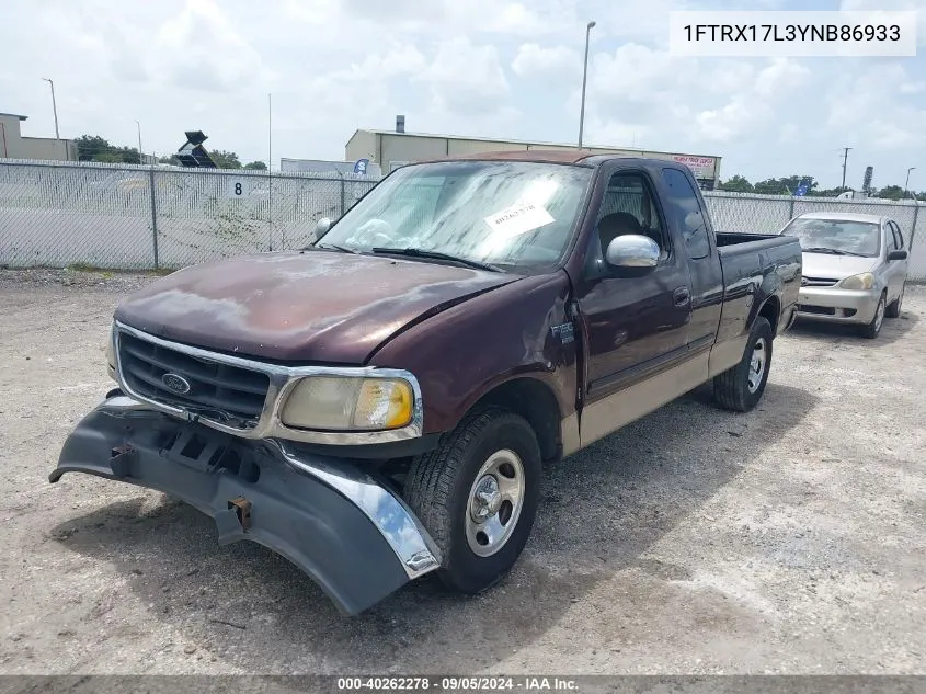 2000 Ford F150 VIN: 1FTRX17L3YNB86933 Lot: 40262278