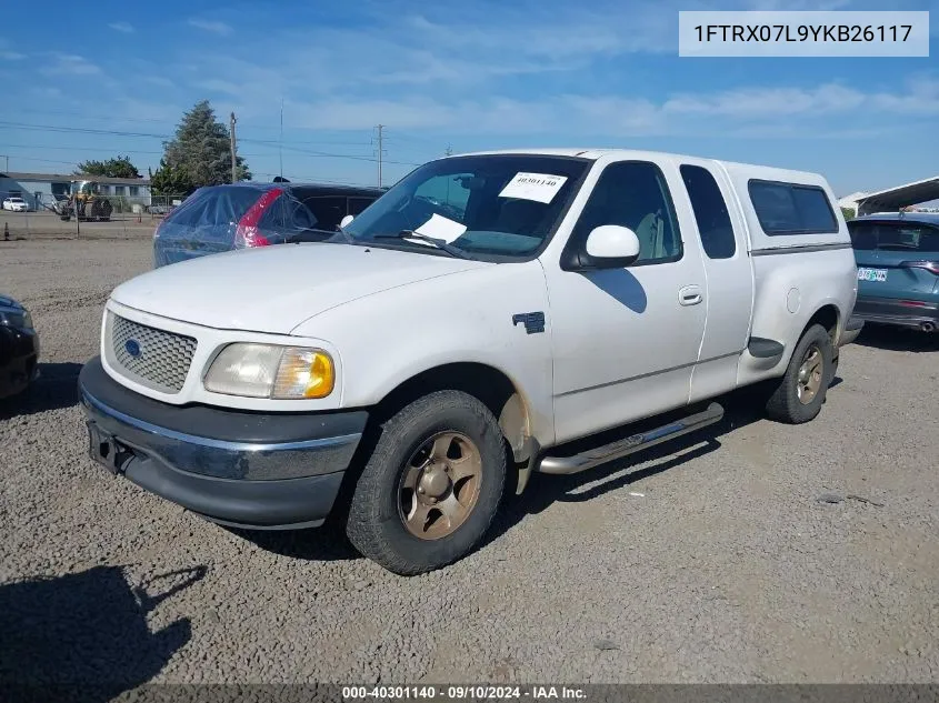 2000 Ford F-150 Lariat/Xl/Xlt VIN: 1FTRX07L9YKB26117 Lot: 40301140