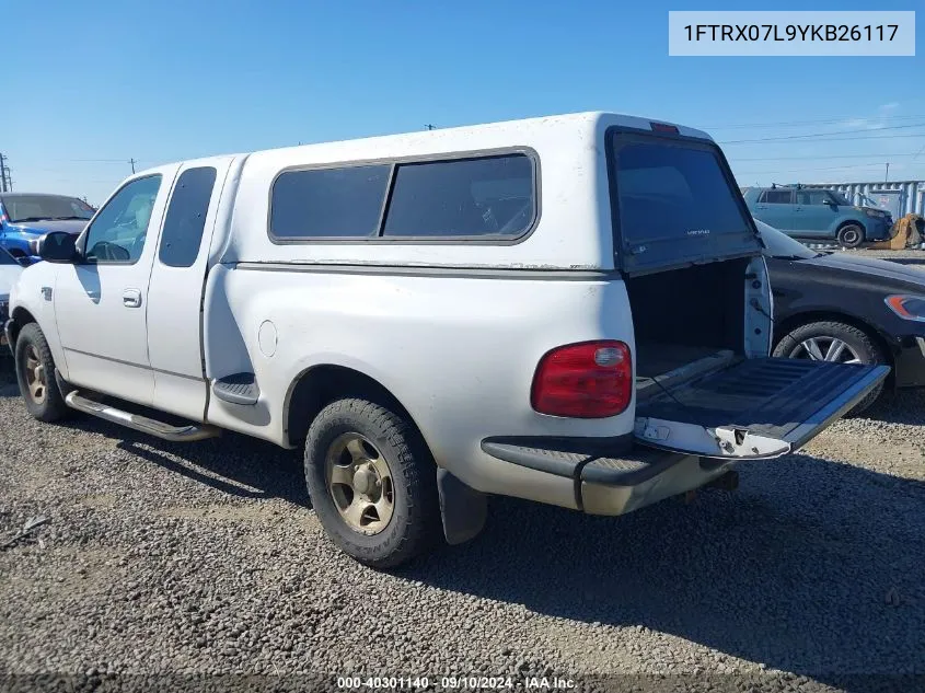 2000 Ford F-150 Lariat/Xl/Xlt VIN: 1FTRX07L9YKB26117 Lot: 40301140