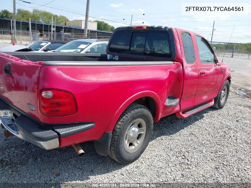 2000 Ford F-150 Lariat/Xl/Xlt VIN: 2FTRX07L7YCA64561 Lot: 40301181