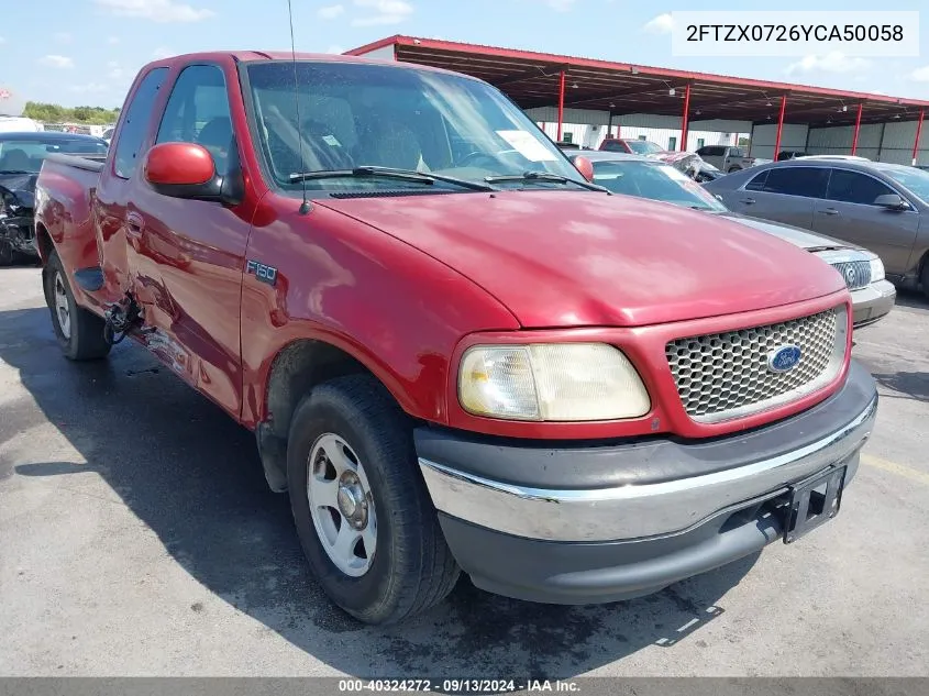 2000 Ford F-150 Xl/Xlt VIN: 2FTZX0726YCA50058 Lot: 40324272