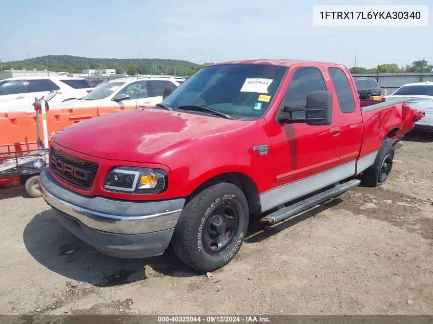 2000 Ford F-150 Lariat/Work Series/Xl/Xlt VIN: 1FTRX17L6YKA30340 Lot: 40325044