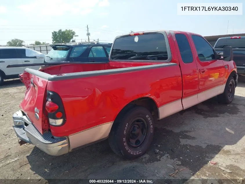 1FTRX17L6YKA30340 2000 Ford F-150 Lariat/Work Series/Xl/Xlt