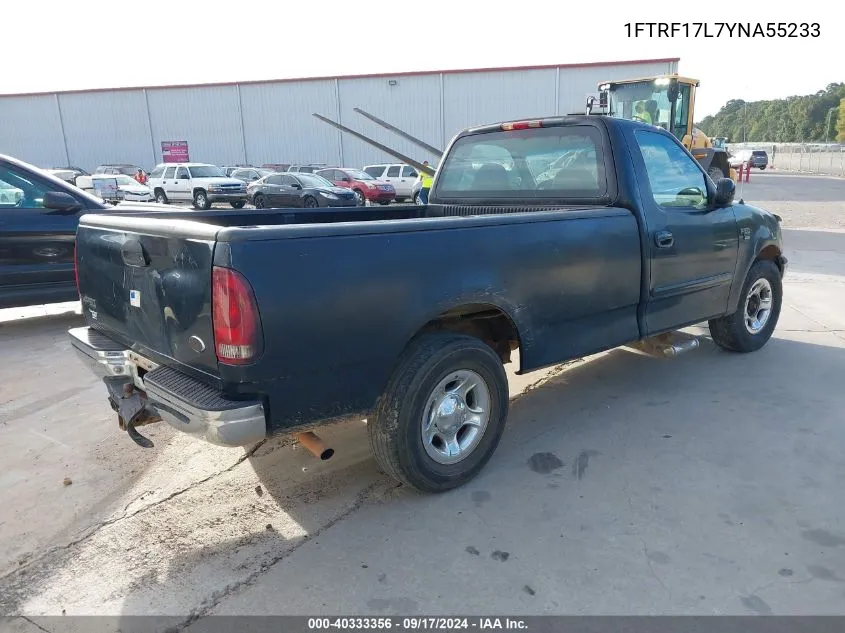 1FTRF17L7YNA55233 2000 Ford F-150 Work Series/Xl/Xlt