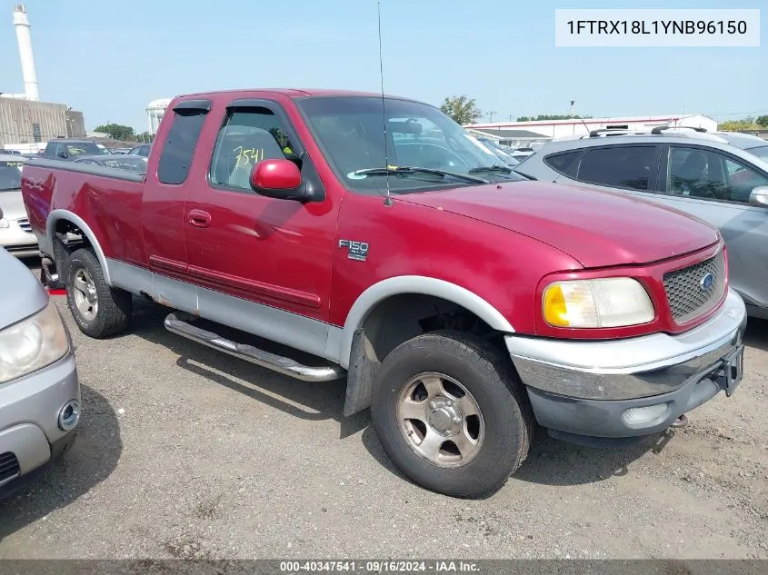 2000 Ford F-150 Lariat/Work Series/Xl/Xlt VIN: 1FTRX18L1YNB96150 Lot: 40347541