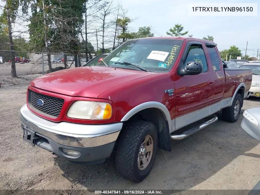 2000 Ford F-150 Lariat/Work Series/Xl/Xlt VIN: 1FTRX18L1YNB96150 Lot: 40347541