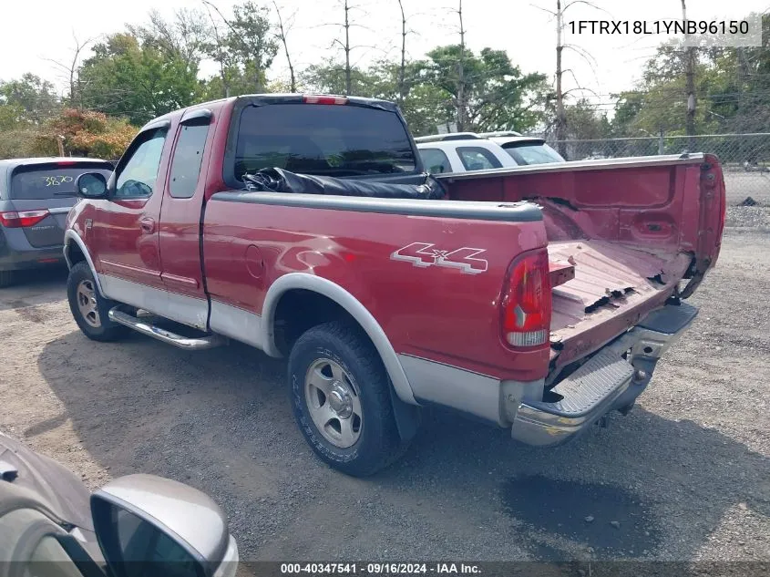 2000 Ford F-150 Lariat/Work Series/Xl/Xlt VIN: 1FTRX18L1YNB96150 Lot: 40347541