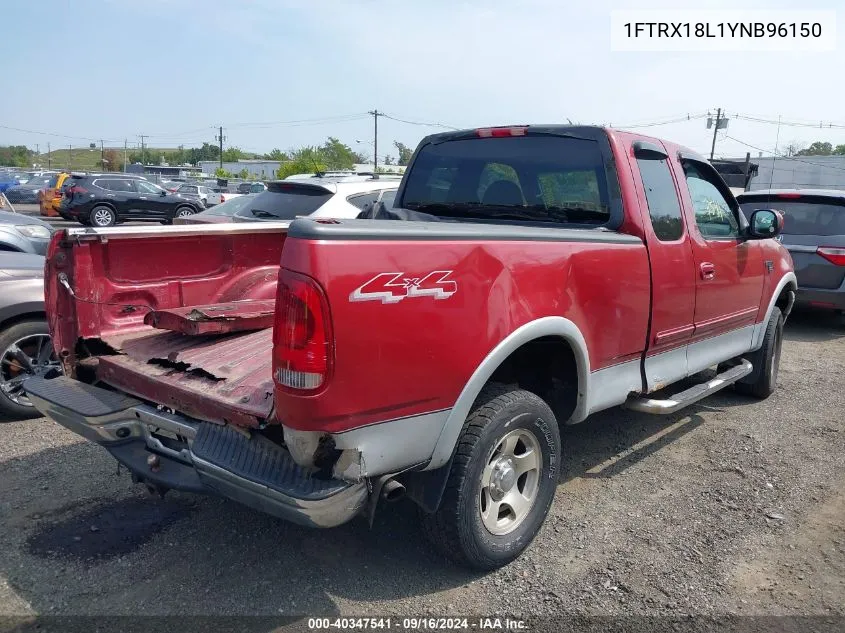 2000 Ford F-150 Lariat/Work Series/Xl/Xlt VIN: 1FTRX18L1YNB96150 Lot: 40347541