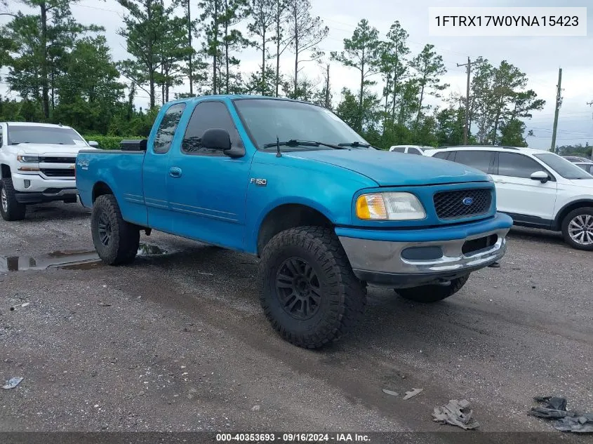 1FTRX17W0YNA15423 2000 Ford F-150 Lariat/Work Series/Xl/Xlt