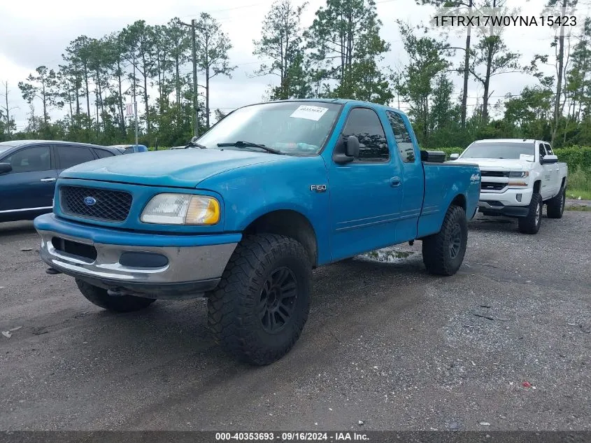 2000 Ford F-150 Lariat/Work Series/Xl/Xlt VIN: 1FTRX17W0YNA15423 Lot: 40353693