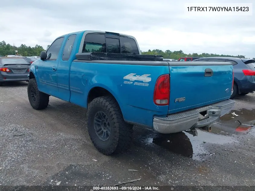 2000 Ford F-150 Lariat/Work Series/Xl/Xlt VIN: 1FTRX17W0YNA15423 Lot: 40353693