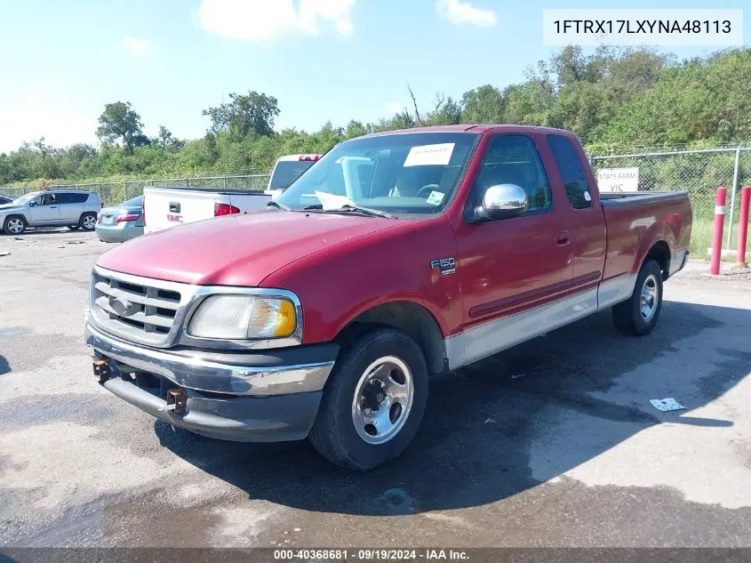 2000 Ford F-150 Lariat/Work Series/Xl/Xlt VIN: 1FTRX17LXYNA48113 Lot: 40368681