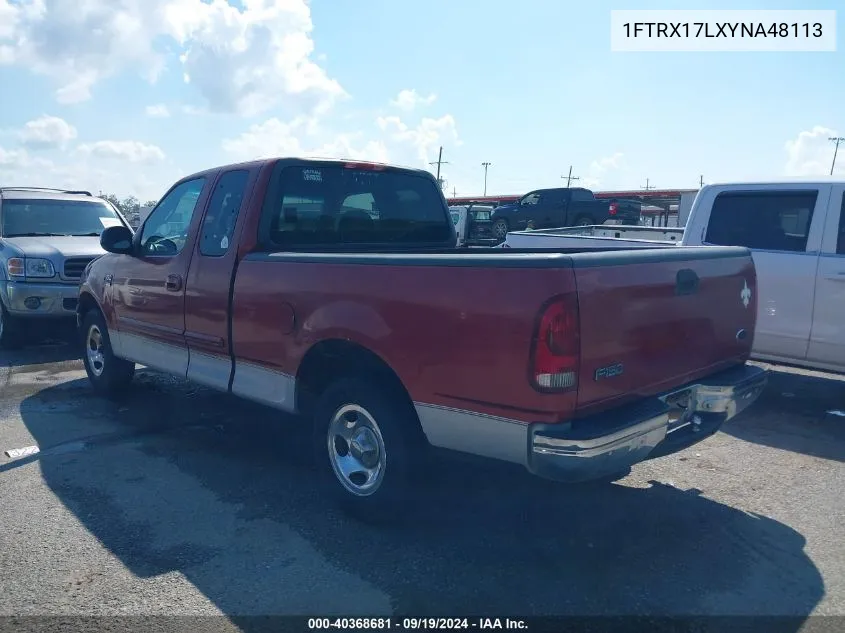 2000 Ford F-150 Lariat/Work Series/Xl/Xlt VIN: 1FTRX17LXYNA48113 Lot: 40368681