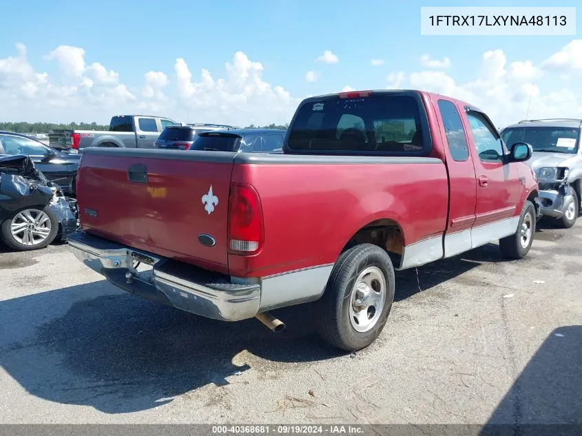 2000 Ford F-150 Lariat/Work Series/Xl/Xlt VIN: 1FTRX17LXYNA48113 Lot: 40368681