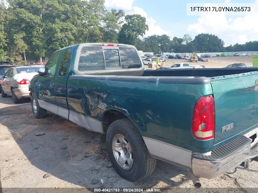 2000 Ford F-150 Lariat/Work Series/Xl/Xlt VIN: 1FTRX17L0YNA26573 Lot: 40421753