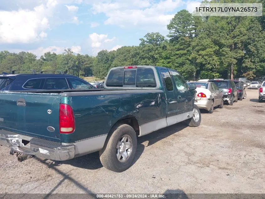 2000 Ford F-150 Lariat/Work Series/Xl/Xlt VIN: 1FTRX17L0YNA26573 Lot: 40421753