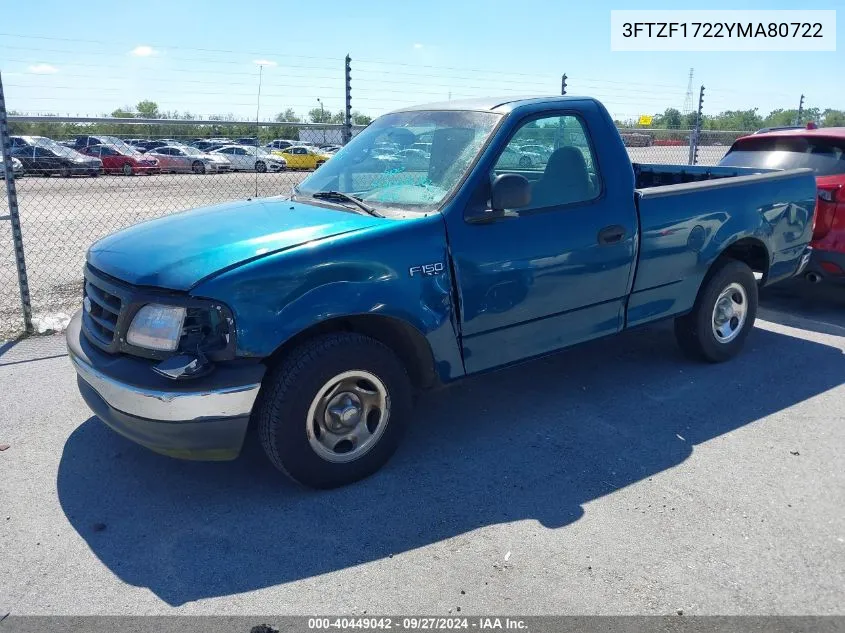 2000 Ford F-150 Work Series/Xl/Xlt VIN: 3FTZF1722YMA80722 Lot: 40449042